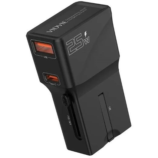 آداپتور-۲۵-وات-دو-پورت-USB-C-و-USB-A-مسافرتی-VIDVIE-مدل-TA4405
