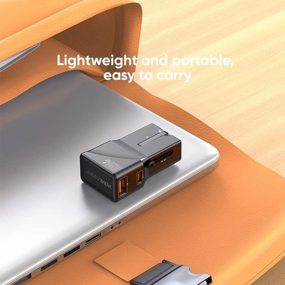 آداپتور ۲۵ وات دو پورت USB-C و USB-A مسافرتی VIDVIE مدل TA4405