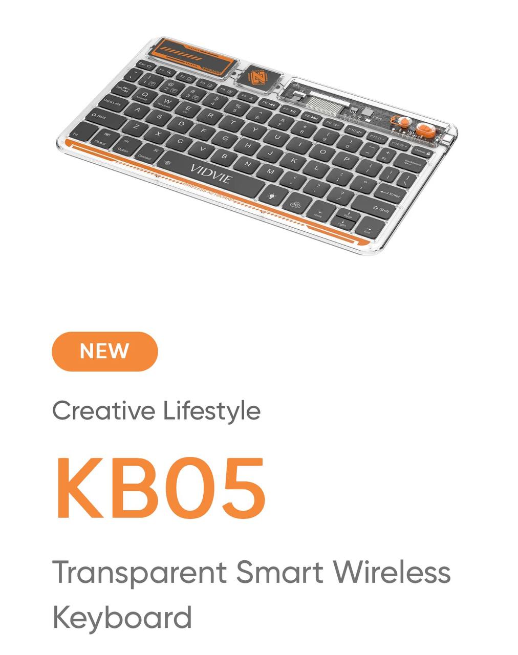 کیبورد بی‌سیم شفاف ویدوی مدل VIDVIE KB05